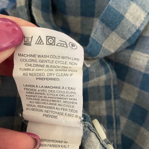 J Crew Mens Shirt L Blue Gray Gingham Slim Long Sleeve Button Down Casual Preppy - Picture 10 of 12